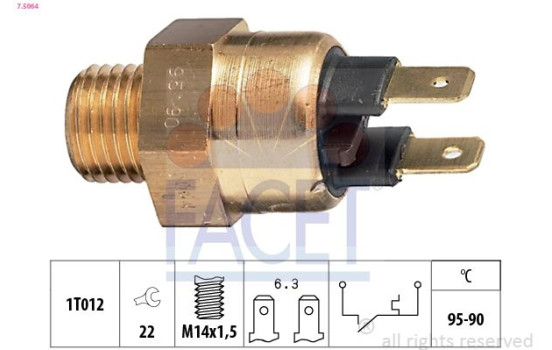 Temperature Switch, radiator fan Made in Italy - OE Equivalent 7.5064 Facet