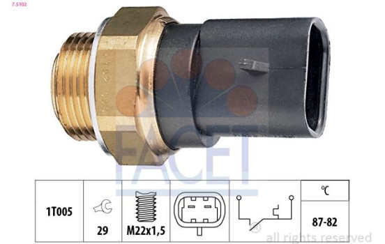 Temperature Switch, radiator fan Made in Italy - OE Equivalent 7.5102 Facet