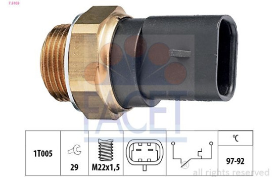 Temperature Switch, radiator fan Made in Italy - OE Equivalent 7.5103 Facet