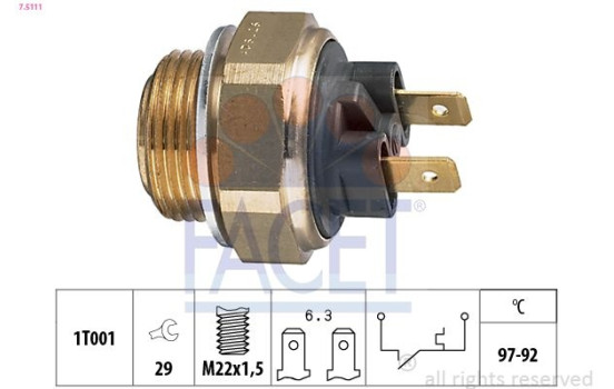 Temperature Switch, radiator fan Made in Italy - OE Equivalent 7.5111 Facet