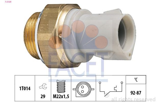 Temperature Switch, radiator fan Made in Italy - OE Equivalent 7.5129 Facet