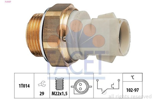 Temperature Switch, radiator fan Made in Italy - OE Equivalent 7.5137 Facet