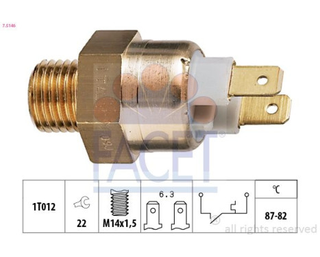 Temperature Switch, radiator fan Made in Italy - OE Equivalent 7.5146 Facet, Image 2