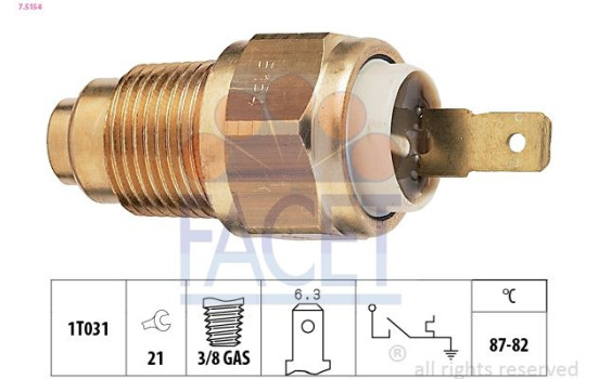 Temperature Switch, radiator fan Made in Italy - OE Equivalent 7.5154 Facet