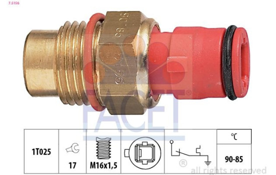 Temperature Switch, radiator fan Made in Italy - OE Equivalent 7.5156 Facet