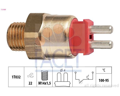 Temperature Switch, radiator fan Made in Italy - OE Equivalent 7.5169 Facet, Image 2