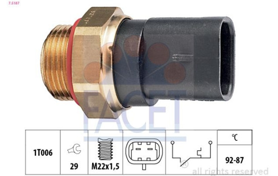 Temperature Switch, radiator fan Made in Italy - OE Equivalent 7.5187 Facet