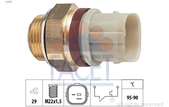 Temperature Switch, radiator fan Made in Italy - OE Equivalent 7.5197 Facet