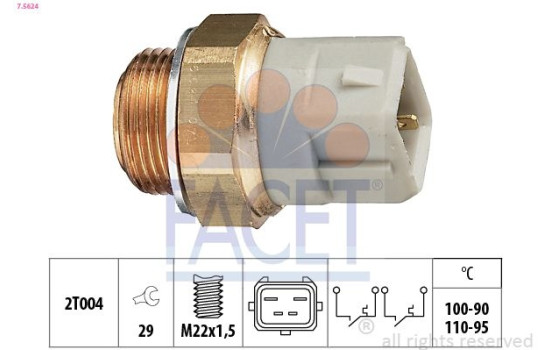 Temperature Switch, radiator fan Made in Italy - OE Equivalent 7.5624 Facet