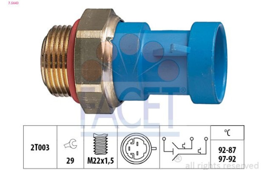 Temperature Switch, radiator fan Made in Italy - OE Equivalent 7.5643 Facet