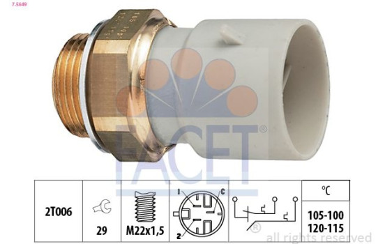 Temperature Switch, radiator fan Made in Italy - OE Equivalent 7.5649 Facet