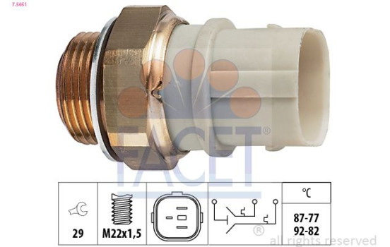 Temperature Switch, radiator fan Made in Italy - OE Equivalent 7.5651 Facet