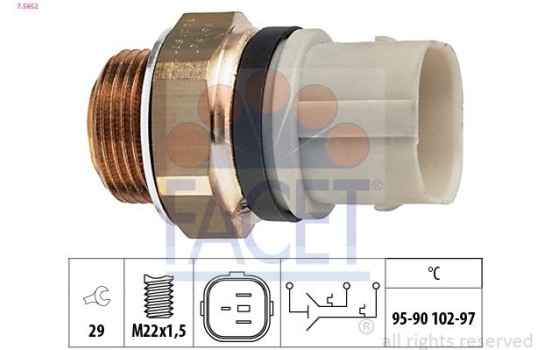 Temperature Switch, radiator fan Made in Italy - OE Equivalent 7.5652 Facet