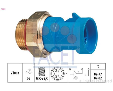 Temperature Switch, radiator fan Made in Italy - OE Equivalent 7.5653 Facet