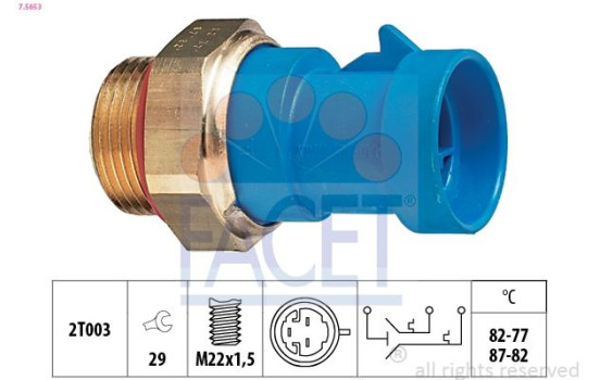 Temperature Switch, radiator fan Made in Italy - OE Equivalent 7.5653 Facet