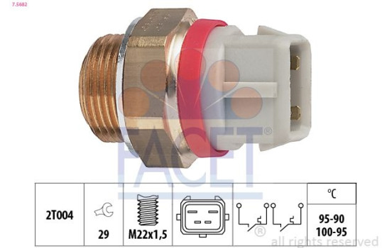 Temperature Switch, radiator fan Made in Italy - OE Equivalent 7.5682 Facet