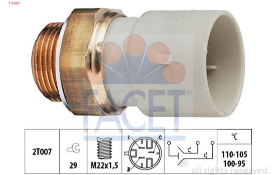 Temperature Switch, radiator fan Made in Italy - OE Equivalent 7.5689 Facet