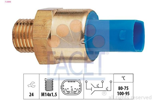 Temperature Switch, radiator fan Made in Italy - OE Equivalent 7.5694 Facet