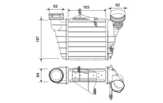 Intercooler, charge air cooler 822954 Valeo