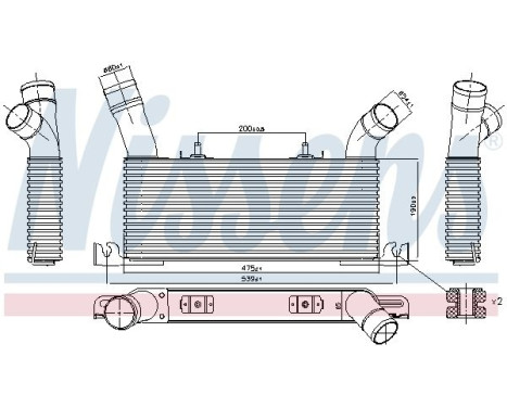 Intercooler, charge air cooler 961006 Nissens