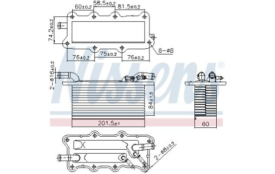 Intercooler, charge air cooler 96122 Nissens