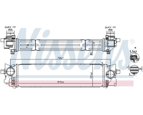Intercooler, charge air cooler 961265 Nissens