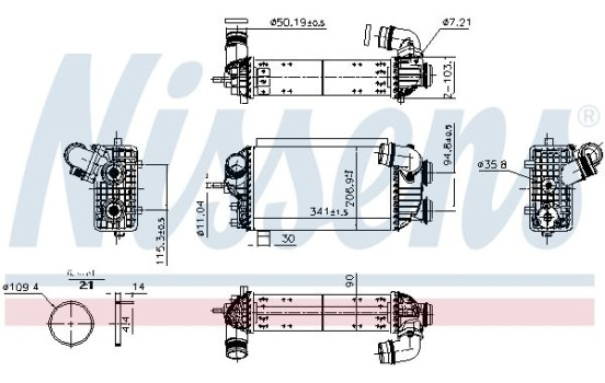 Intercooler, charge air cooler 961366 Nissens, Image 5