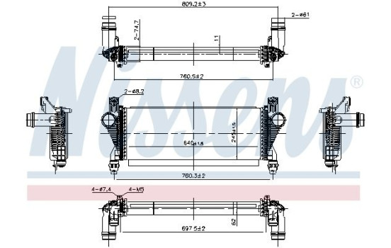 Intercooler, charge air cooler 961375 Nissens, Image 5