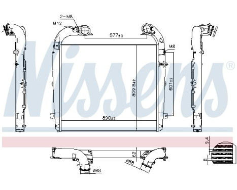 Intercooler, charge air cooler 961439 Nissens