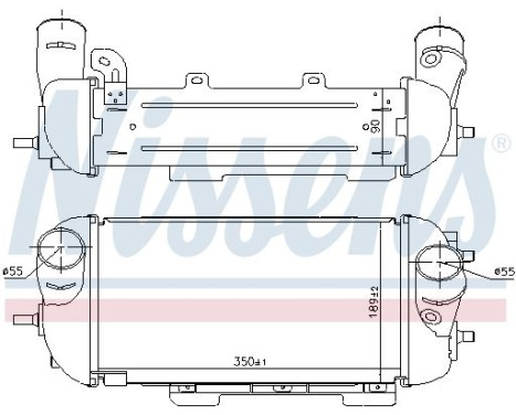 Intercooler, charge air cooler 961497 Nissens