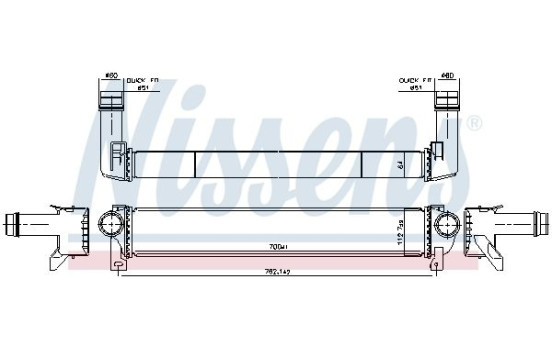 Intercooler, charge air cooler 961599 Nissens