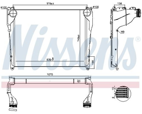Intercooler, charge air cooler 97081 Nissens