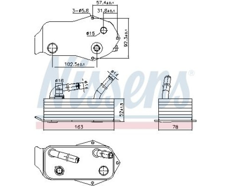 Oil cooler, automatic transmission 91353 Nissens