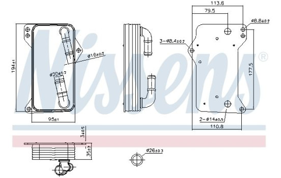 Oil cooler, automatic transmission 91505 Nissens