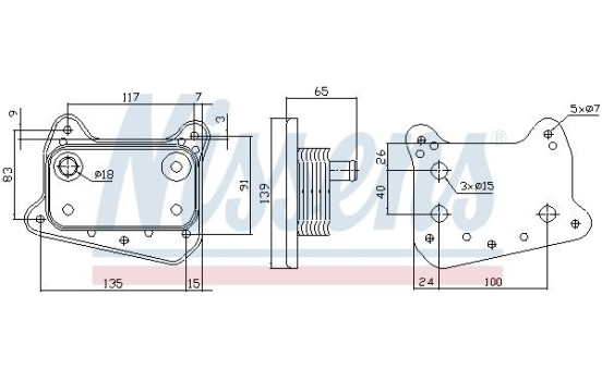 Oil Cooler, engine oil 90581 Nissens, Image 2