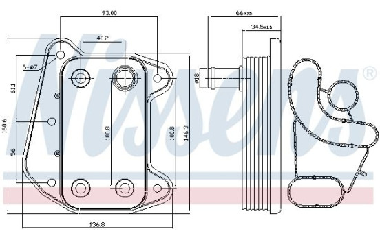 Oil Cooler, engine oil 90622 Nissens, Image 2