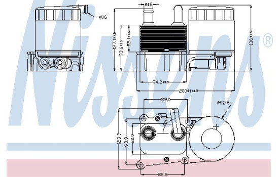 Oil Cooler, engine oil 90706 Nissens