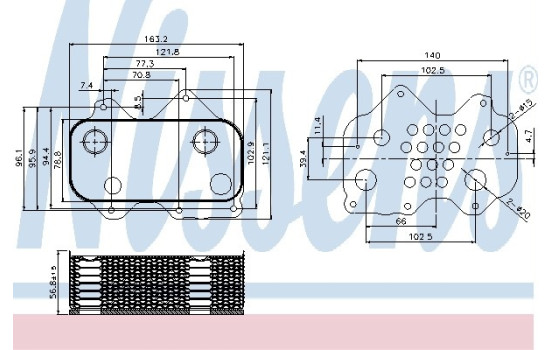 Oil Cooler, engine oil 90712 Nissens