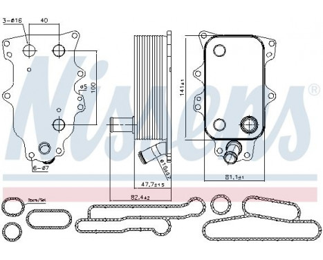 Oil Cooler, engine oil 90737 Nissens