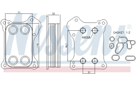 Oil Cooler, engine oil 90739 Nissens