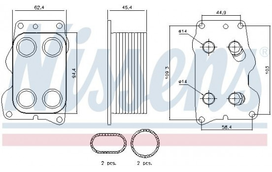 Oil Cooler, engine oil 90740 Nissens