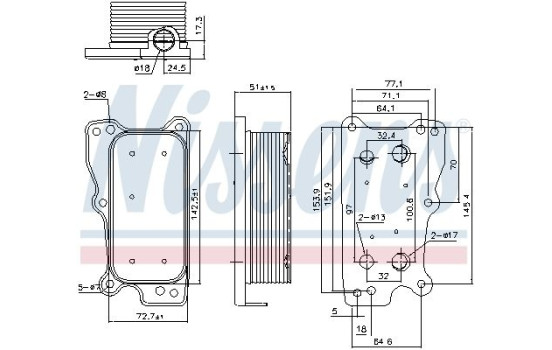 Oil Cooler, engine oil 90783 Nissens