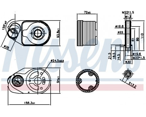 Oil Cooler, engine oil 90796 Nissens