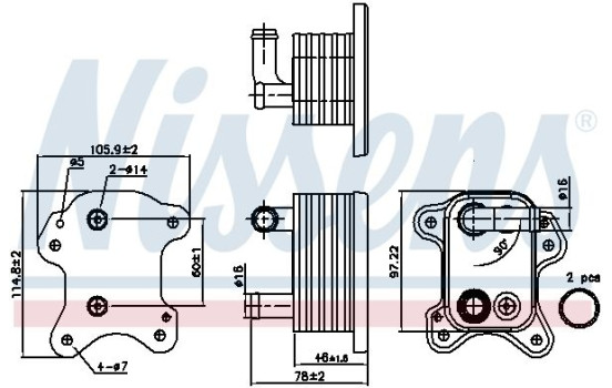 Oil Cooler, engine oil 90801 Nissens