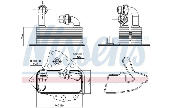 Oil Cooler, engine oil 90803 Nissens
