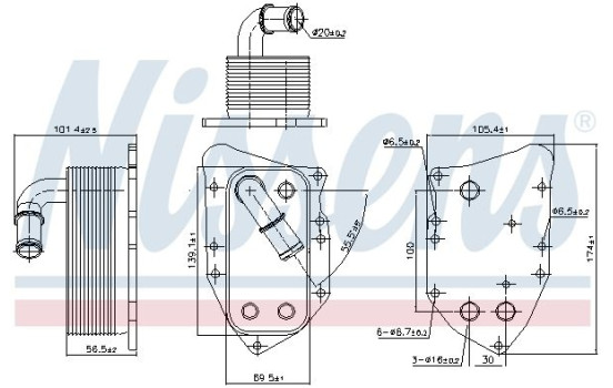 Oil Cooler, engine oil 90805 Nissens