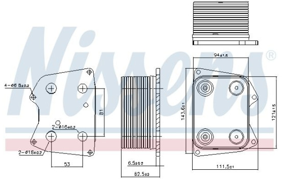 Oil Cooler, engine oil 90824 Nissens