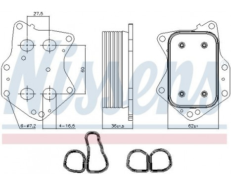 Oil Cooler, engine oil 90873 Nissens