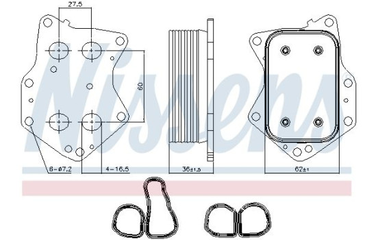 Oil Cooler, engine oil 90873 Nissens