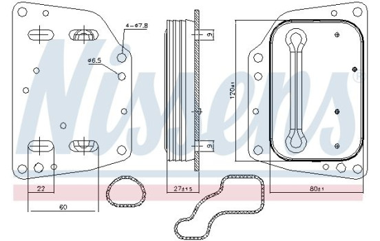 Oil Cooler, engine oil 90882 Nissens